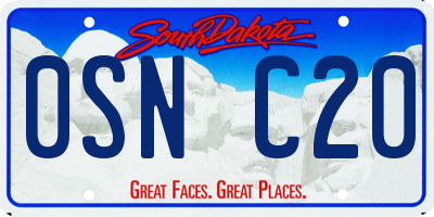 SD license plate 0SNC20