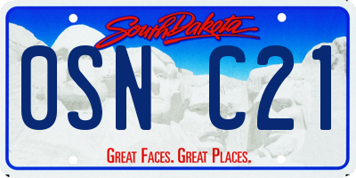 SD license plate 0SNC21