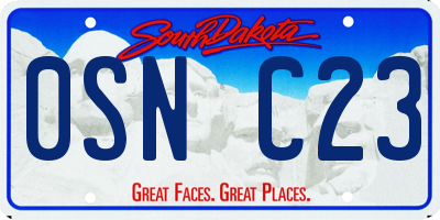 SD license plate 0SNC23