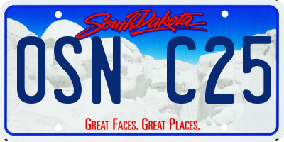SD license plate 0SNC25