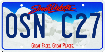 SD license plate 0SNC27