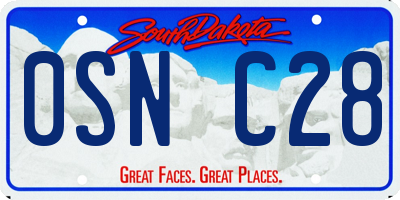 SD license plate 0SNC28