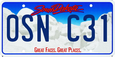 SD license plate 0SNC31