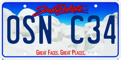 SD license plate 0SNC34