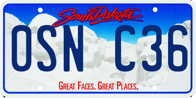 SD license plate 0SNC36