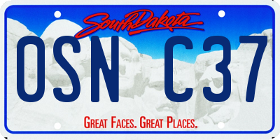 SD license plate 0SNC37