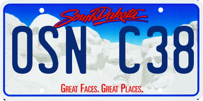 SD license plate 0SNC38