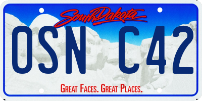 SD license plate 0SNC42