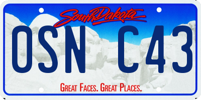 SD license plate 0SNC43