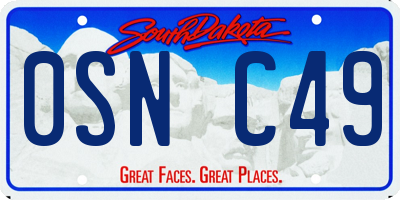 SD license plate 0SNC49