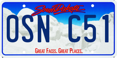 SD license plate 0SNC51