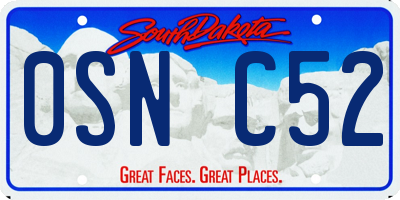SD license plate 0SNC52