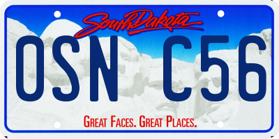 SD license plate 0SNC56