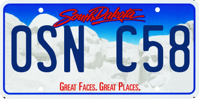 SD license plate 0SNC58