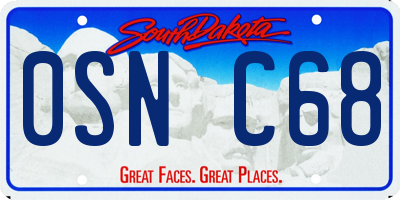 SD license plate 0SNC68