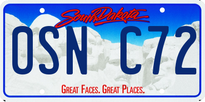 SD license plate 0SNC72