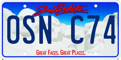 SD license plate 0SNC74