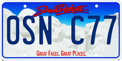 SD license plate 0SNC77