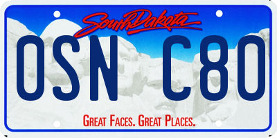 SD license plate 0SNC80