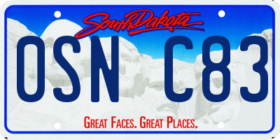 SD license plate 0SNC83