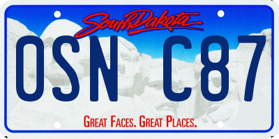 SD license plate 0SNC87
