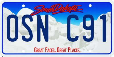 SD license plate 0SNC91