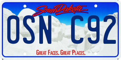 SD license plate 0SNC92