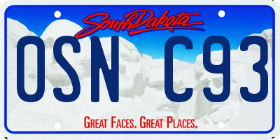 SD license plate 0SNC93