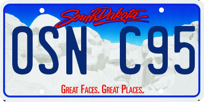 SD license plate 0SNC95