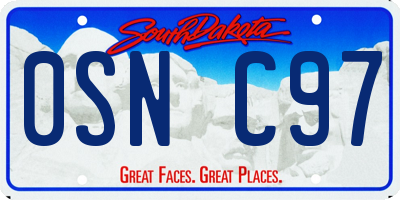 SD license plate 0SNC97