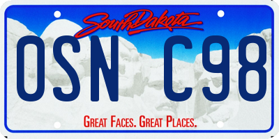 SD license plate 0SNC98