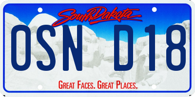 SD license plate 0SND18
