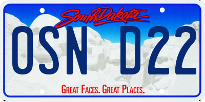 SD license plate 0SND22