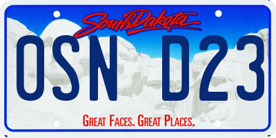 SD license plate 0SND23