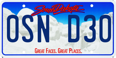 SD license plate 0SND30