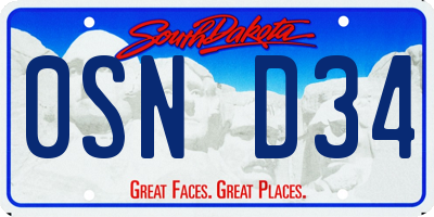 SD license plate 0SND34