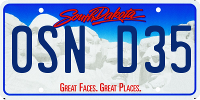 SD license plate 0SND35
