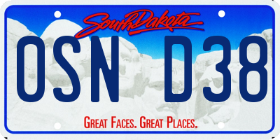 SD license plate 0SND38