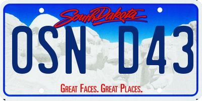 SD license plate 0SND43