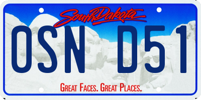 SD license plate 0SND51