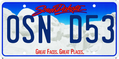 SD license plate 0SND53