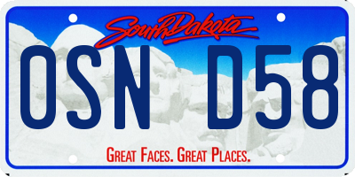 SD license plate 0SND58