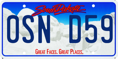 SD license plate 0SND59