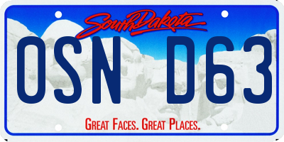 SD license plate 0SND63