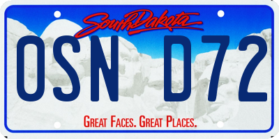 SD license plate 0SND72