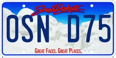 SD license plate 0SND75