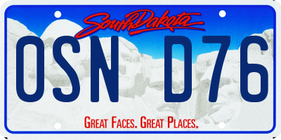 SD license plate 0SND76