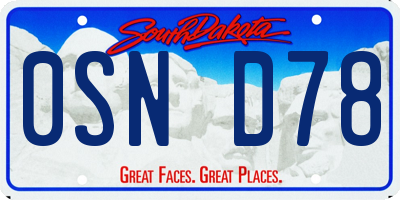 SD license plate 0SND78