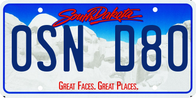 SD license plate 0SND80