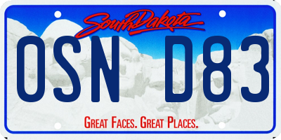 SD license plate 0SND83